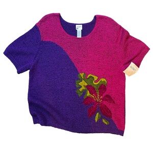 Vintage Deadstock 80s/90s Koret Short Sleeve Knit Floral Sweater